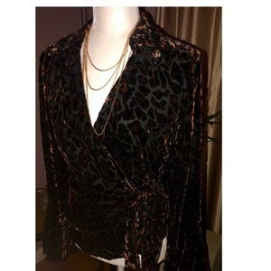 Leopard print Silk Burnout Blouse